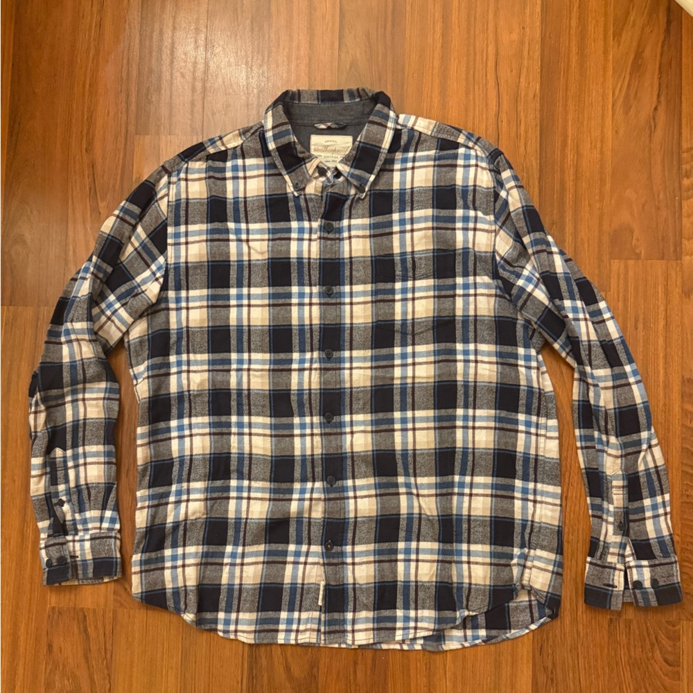 Weatherproof Navy and White Shirt 100% Cotton